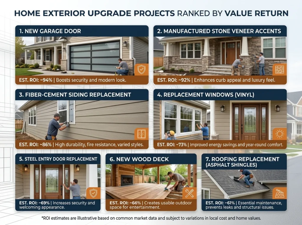 Home Exterior Upgrade Projects Ranked By Value Return